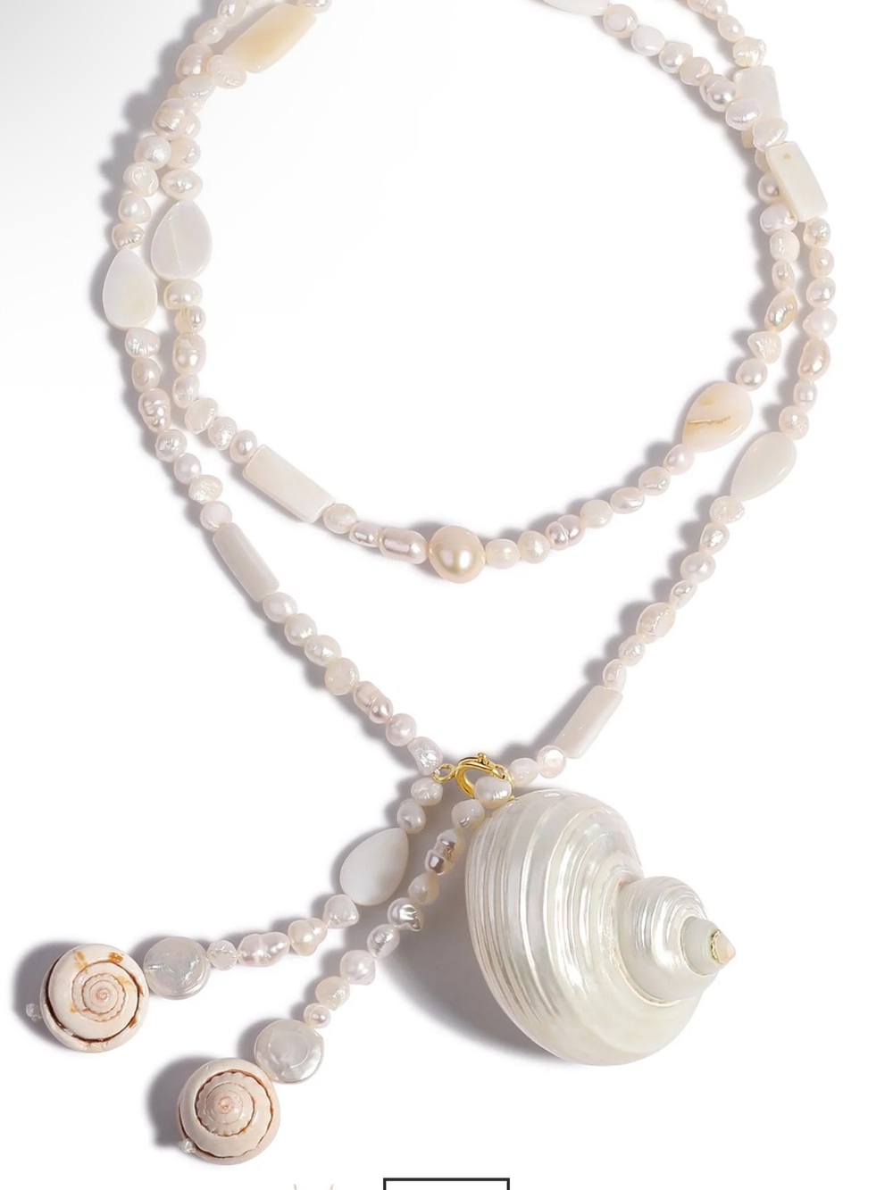 Mayamar Snail Shell and Pearl Adjustable Necklace
